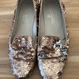 Chanel sequin loafers beige size 41